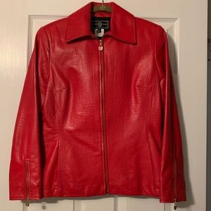 St John Sport red leather jacket. Size P